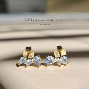 Blue topaz earrings - Minimalist earrings - Pear cut earrings - Everyday earrings - Tiny earrings - Wedding earrings - KYA EARRINGS