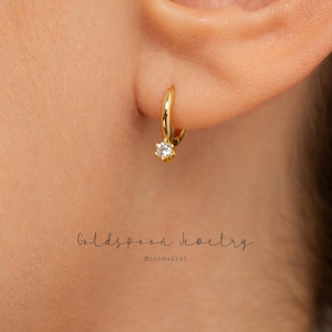 Huggie cz - Dainty Earrings - Everyday Earrings - Tiny Earrings - Gold Earrings - Wedding Jewelry - Bling Huggie Earrings - LUISA EARRINGS