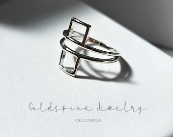Square ring - Geometric ring - Statement ring - Minimalist ring - Dainty ring - Silver ring - DAPHNE RING