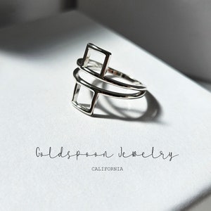 Square ring - Geometric ring - Statement ring - Minimalist ring - Dainty ring - Silver ring - DAPHNE RING