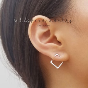 Ear Jacket Ear Jacket Earrings Geometric Ear Jacket Square Ear Jackets Gold Ear Jackets Front and Back Earrings TINA EAR JACKETS Silver