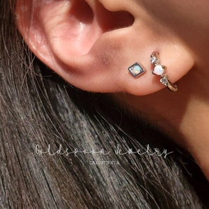 Opal Stud Earrings - Tiny Stud Earrings - Rhombus Stud Earrings - Conch Earrings - Cartilage Earrings -  Wedding Earrings - ABIGAIL EARRINGS