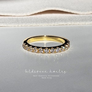 Birthstone Band Ring - Half Eternity Ring - Wedding Ring - Everyday Ring - Stacking Ring - Dainty Ring - Minimalist Ring - BREANNA RING
