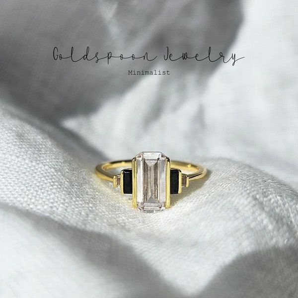 Emerald cut ring - Baguette ring - Bold ring - Statement ring - Gold ring - Cocktail ring - Black ring - Everyday ring - SAMARA RING