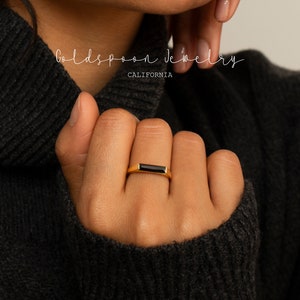 Onyx Ring - Bar Ring - Baguette Ring - Minimalist Ring Onyx Ring - Bar Ring - Baguette Ring - Minimalist Ring