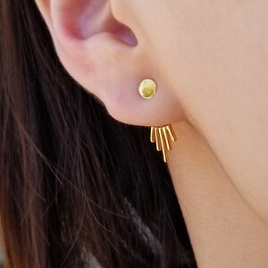 Vorder- und Rückseite Ohrringe, Spike Ohrringe, Spike Ohr Jacken, Gold Ohr Jacken, Minimalistische Ohrringe, trendige Ohrringe, JAELYN EAR JACKETS Bild 6