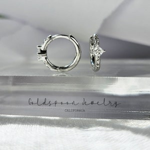 Huggie Earrings - Silver Earrings - Silver Hoop Earrings - Everyday Earrings - Dainty Earrings - Silver Hoops - Cz Hoops - DANA EARRINGS