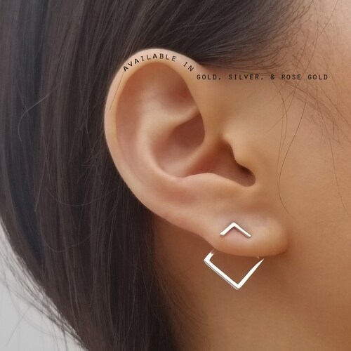 Ear Jacket Front and Back Earrings Ball Ear Jackets Gold Etsy