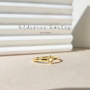 Opal Ring - Tiny Ring - Minimalist Ring - Stackable Ring - Thin Ring - Dainty Ring - Trendy Ring - Rhombus Ring - Gold Ring - NATASHA RING