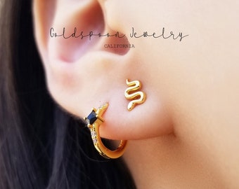 Snake Earring - Serpent Earrings - Snake Stud Earrings - Tiny Studs - Gold Stud Earrings - Tragus Earrings - Conch Stud - CATARINA EARRINGS