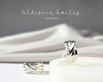 Silver Earrings - Braided earrings - Statement earrings - Chunky earrings - X shaped earrings - Everyday earrings - INAYA EARRINGS