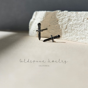 Black Earrings - Black Stud Earrings - Simple Earrings - Dagger Studs - Sword Earrings - Tiny Studs - Tragus Stud - CANDICE EARRINGS