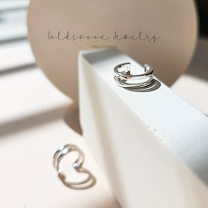 Double Ear Cuff - Dainty Ear Cuff - Silver Ear Cuffs - Everyday Earrings - Wedding Earrings - Conch Earrings - BRETT EAR CUFFS