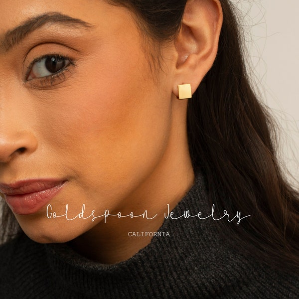 Square Earrings - Square Hoop Earrings - Gold Huggie Earrings - Chunky Earrings - Geometric Earrings - Thick Hoop Earrings -MIRACLE EARRINGS