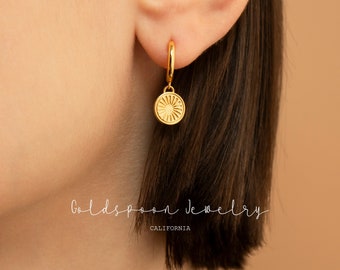 Sun Earrings - Sun Huggie Earrings - Dainty Hoop Earrings - Celestial Earrings - Minimalist Earrings - Trendy Earrings - JENNA EARRINGS
