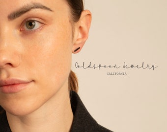Bar Earrings - Rectangle Earrings - Everyday Earrings - Black Stud Earrings - Cartilage Studs - Tragus Studs - Black Studs - JOY EARRINGS