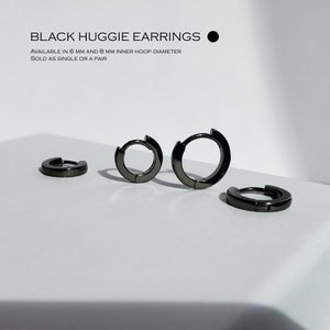Huggie Earrings - Black Huggie Earrings - Black Earrings - Huggie Hoop Earrings - Tiny Hoops - Helix Earrings - Conch Hoop - LARA EARRINGS