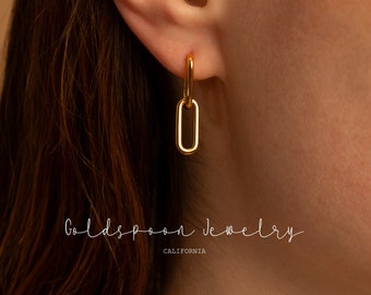 Chunky earrings - Rectangle earrings - Chain earrings - Minimalist earrings - Gold hoop earrings - Office earrings - ALANI EARRINGS