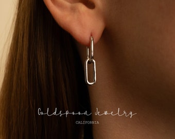 Chunky earrings - Rectangle earrings - Chain earrings - Minimalist earrings - Silver earrings - Everyday earrings - ALANI EARRINGS