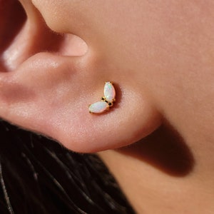 Opal Earrings, Opal Stud Earrings, Tiny Stud Earrings, Gold Stud Earrings, Conch Studs, Cartilage Earrings, LIZA EARRINGS