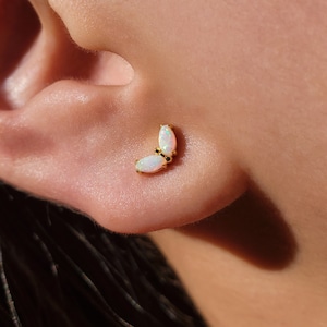 Opal Earrings, Opal Stud Earrings, Tiny Stud Earrings, Gold Stud Earrings, Conch Studs, Cartilage Earrings, LIZA EARRINGS