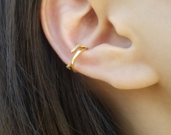 Puños de oreja de doble banda, Puños de oreja delicados, Pendientes de caracola, Pendientes de pincho, Pendientes minimalistas, Puños de oreja de plata, Puños de oro, PUÑOS DE OREJA ELAINE