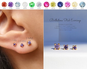 Boucles d’oreilles Tiny Stud, Boucles d’oreilles Birthstone, Boucles d’oreilles Dainty Stud, Boucles d’oreilles minimalistes, Boucles d’oreilles Conque, BOUCLES D’OREILLES CHARITY