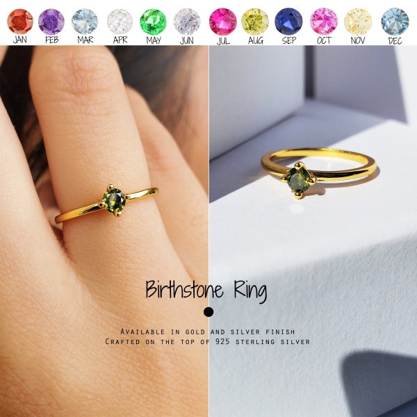 Solitaire Ring, Birthstone Ring, Gemstone Ring, Sterling Silver Ring, Wedding Ring, Dainty Ring, MELODY RING