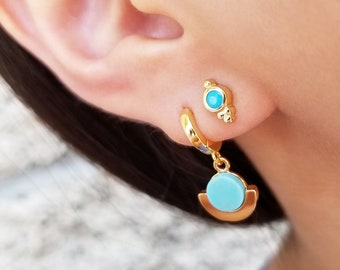 Turquoise Stud Earrings, Tiny Stud Earrings, Minimalist Earrings, Boho Earrings, Tiny Turquoise Studs, Small Gold Studs, RYLIE EARRINGS