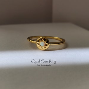 Opal Ring - Sun Ring - Thin Ring - Stacking Ring - Bridesmaid Gift - Dainty Ring - Minimalist Ring - Everyday Ring - RINA RING