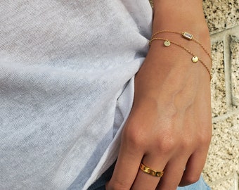 Gold Coin Bracelet, Tiny Disk Bracelet, Minimalist Bracelet, Thin Bracelet, Gold Chain Bracelet, Dainty Bracelet, KASSANDRA BRACELET