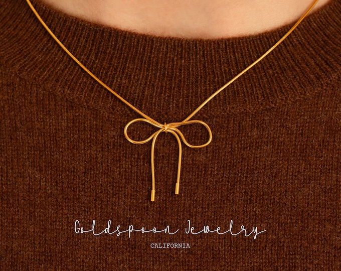 Your Always Charm Dainty Gold Bowknot Bow Necklace