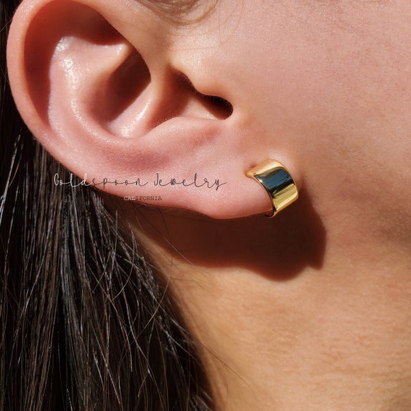Open Hoop Earrings - Cartilage Hoops - Band Earrings - Chunky Earrings - Thick Earrings - Minimalist Earrings - Gold Hoops -ROSALIE EARRINGS