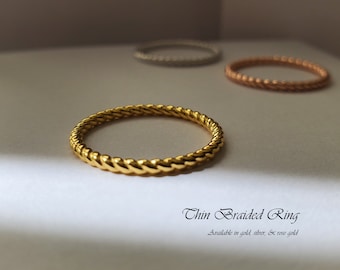 Anillo trenzado, anillo de oro, anillo de oro rosa, anillo de plata, anillo delicado, anillo fino, anillo apilable, anillo minimalista, anillo apilable, HAVEN RING