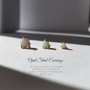 Tiny Stud Earrings, Opal Stud Earrings, 2 mm Stud Earrings, Dainty Gold Studs, Minimalist Earrings, WILLA STUDS