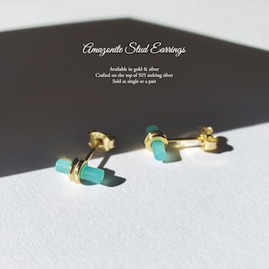 Turquoise Stud Earrings, Bar Earrings, Gemstone Earrings, Cartilage Earrings, Amazonite Earrings, Conch Earrings, JALISSA EARRINGS