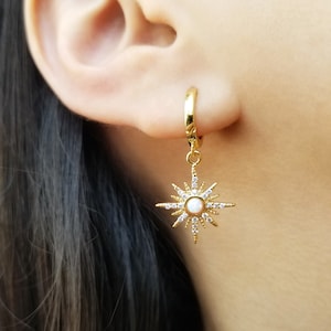 Star Earrings Opal Earrings Star Hoop Earrings Celestial Earrings ...