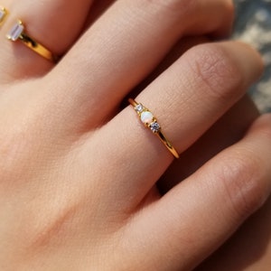 Thin Gold Opal Ring 