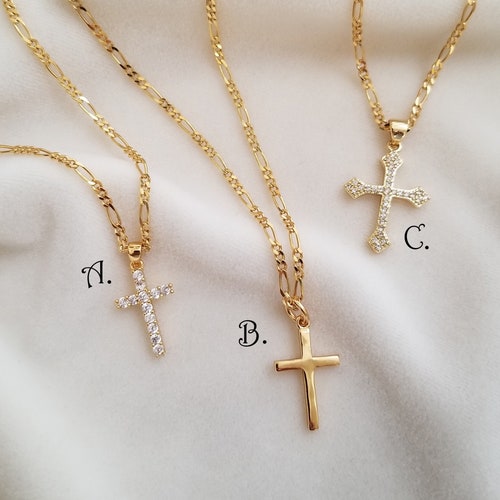Cross Necklace Figaro Chain Necklace 