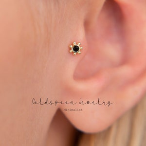 18G/16G labret roscado internamente - Pendientes cz negros - Pendientes con cuentas - Perno Tragus - Perno Helix - Perno labret trasero plano - PENDIENTES STORMI