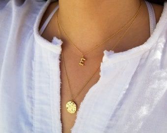 Initial Necklace, Gold Initial Necklace, Trendy Necklace, Alphabet Necklace, Gold Pendant Necklace, Tiny Necklace, HANNA NECKLACE