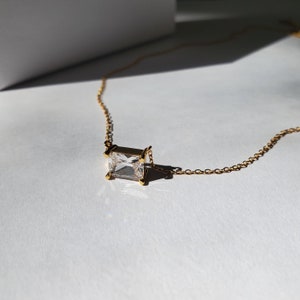 Emerald Cut Necklace, Minimalist Necklace, Thin Chain Necklace, Solitaire Necklace, Dainty Necklace, Wedding Necklace, BEN NECKLACE