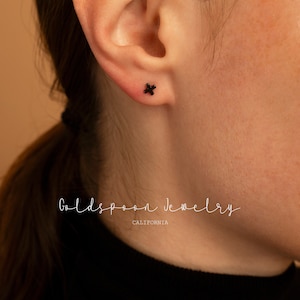 X shaped earrings - Black studs - Silver stud earrings - Cartilage earrings - Mens earrings - Dainty earrings - Everyday earrings