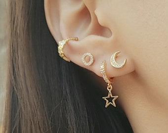 Moon Earrings, Crescent Moon Stud Earrings, Celestial Earrings, Tiny Stud Earrings, Gold Stud Earrings, Dainty Stud Earrings,MAISIE EARRINGS