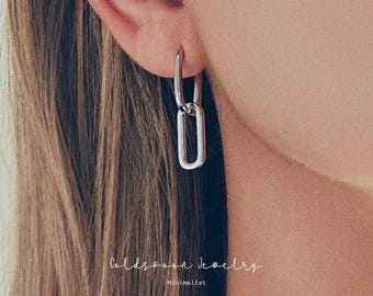 Chunky earrings - Rectangle earrings - Chain earrings - Minimalist earrings - Silver earrings - Everyday earrings - ALANI EARRINGS