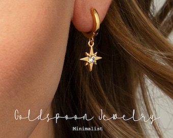 Pendientes de estrella - Pendientes colgantes de estrella - Pendientes Star Huggie - Pendientes celestiales - Aros de gota de estrella - Pendientes de todos los días - PENDIENTES TRACY