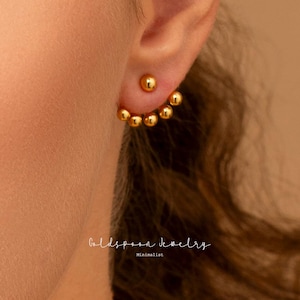 Ear Jacket - Front and Back Earrings - Ball Ear Jackets - Gold Ear Jacket Earrings - Ball Earrings - Statement Earrings - HOLLS EAR JACKETS