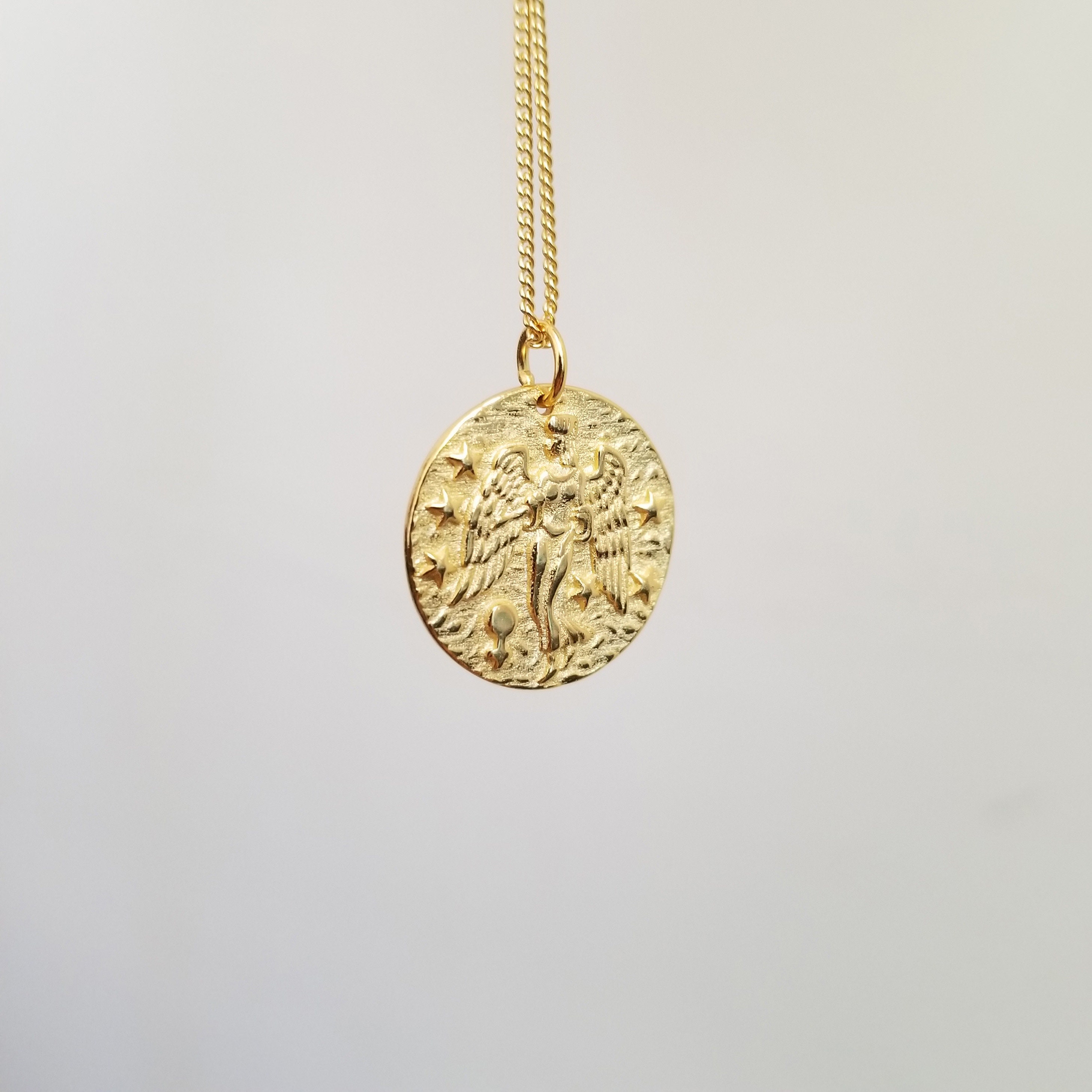 Gold Coin Necklace Vintage Pendant Necklace Gold Medallion - Etsy Australia