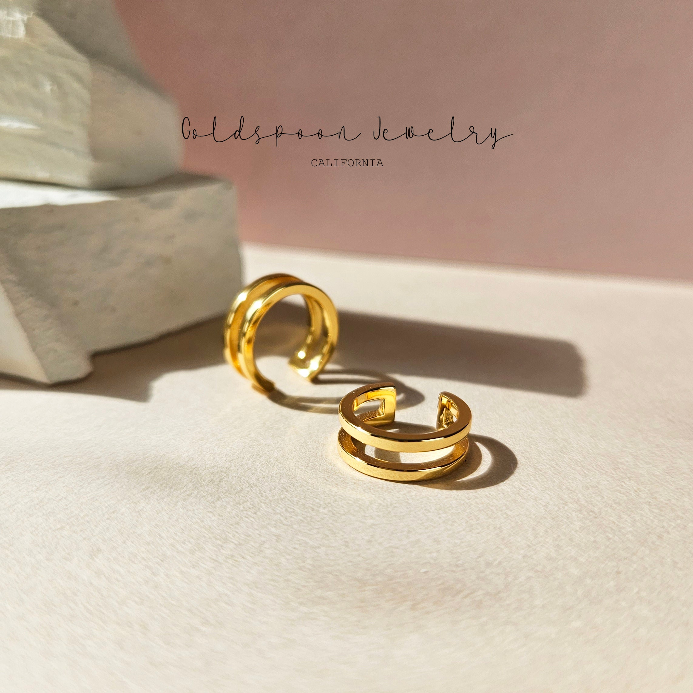 Double Band Ear Cuff - Dainty Ear Cuff - Gold Ear Cuffs - Simple 
