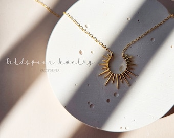 Sun Necklace - Spike Necklace - Pendant Necklace - Dainty Necklace - Layering Necklace - Celestial Necklace - MAYLIN NECKLACE